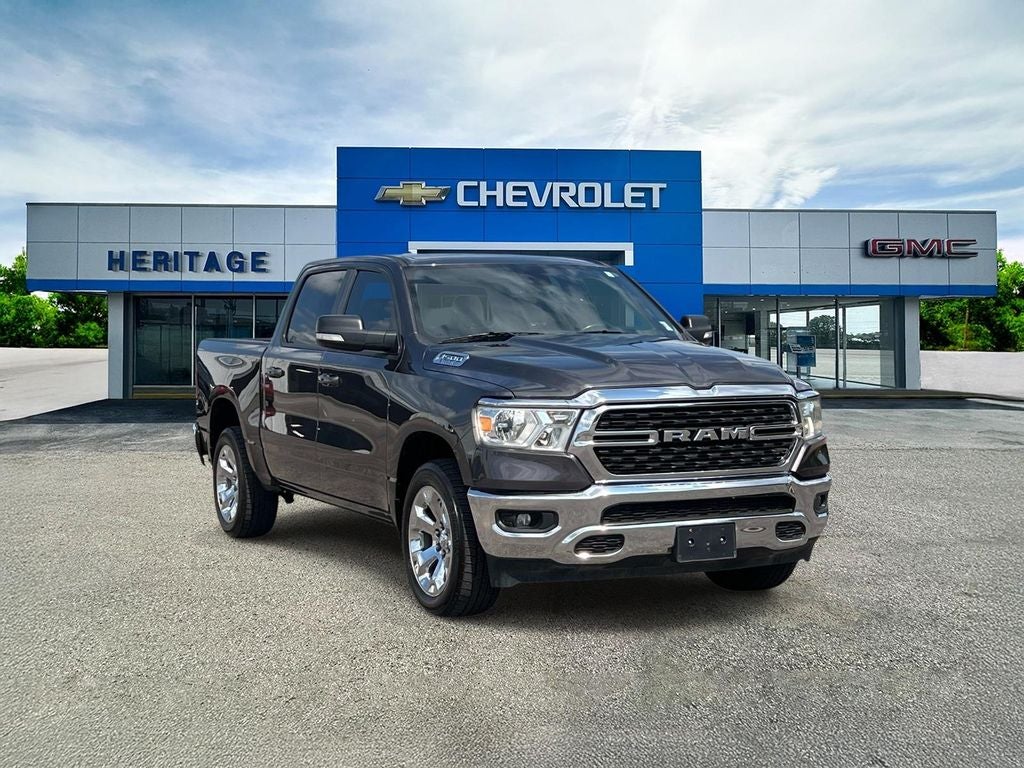 2022 RAM 1500 Lone Star Crew Cab 4x4 5'7" Box in Gray — front three-quarter view