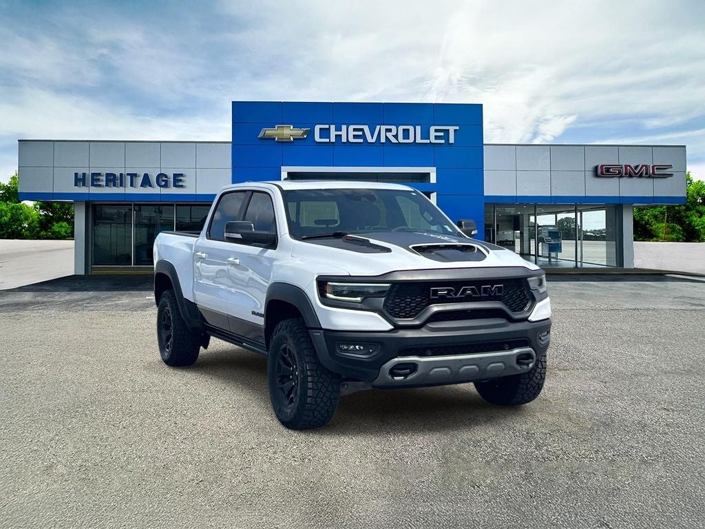 2021 RAM 1500 TRX Crew Cab 4x4 5'7" Box in White — front three-quarter view