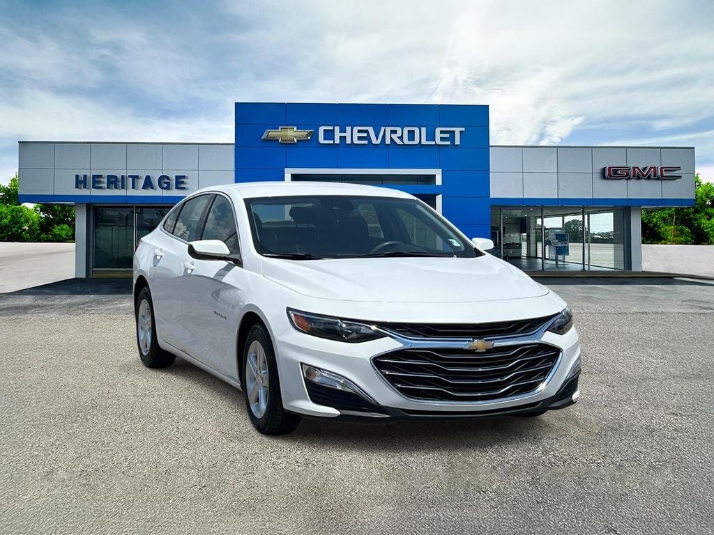 2021 Chevrolet Malibu LS in Summit White — front three-quarter view