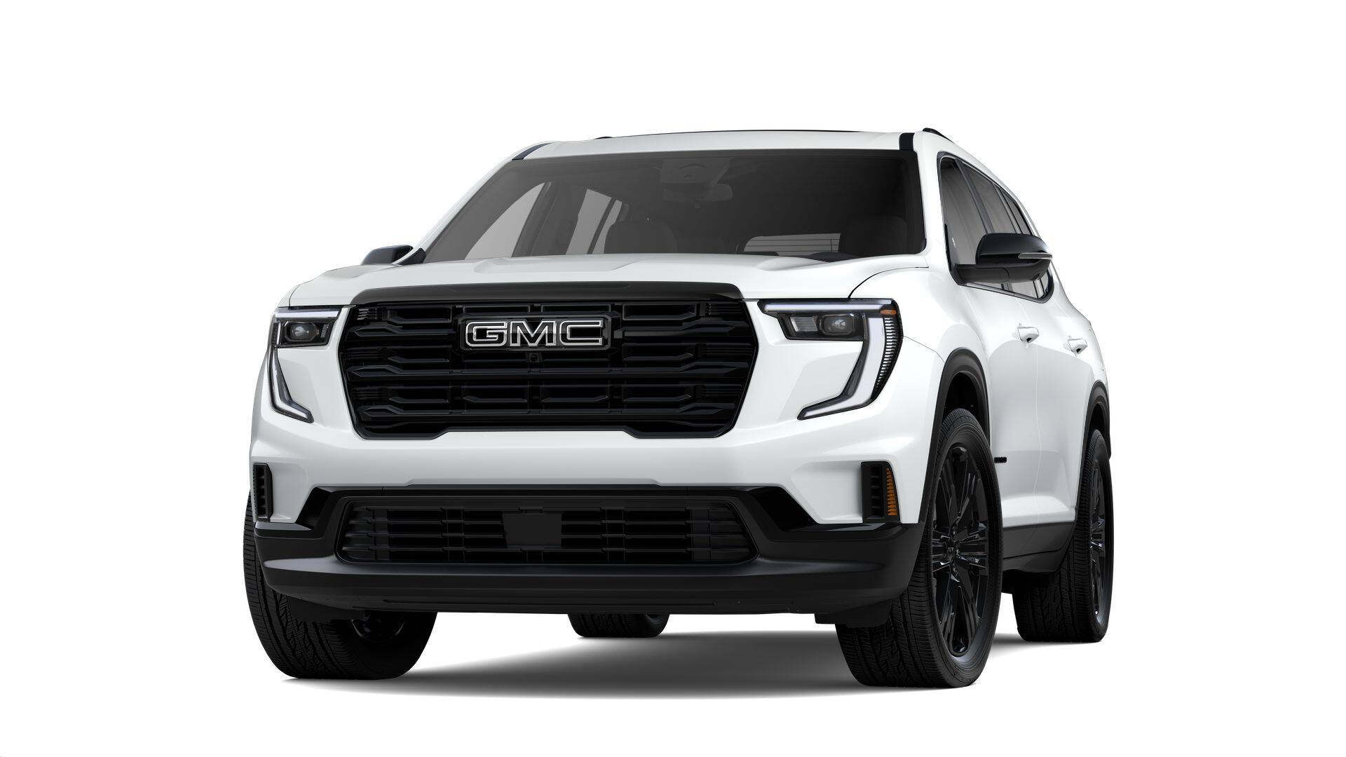 2026 GMC Acadia Elevation in Summit White — front three-quarter view