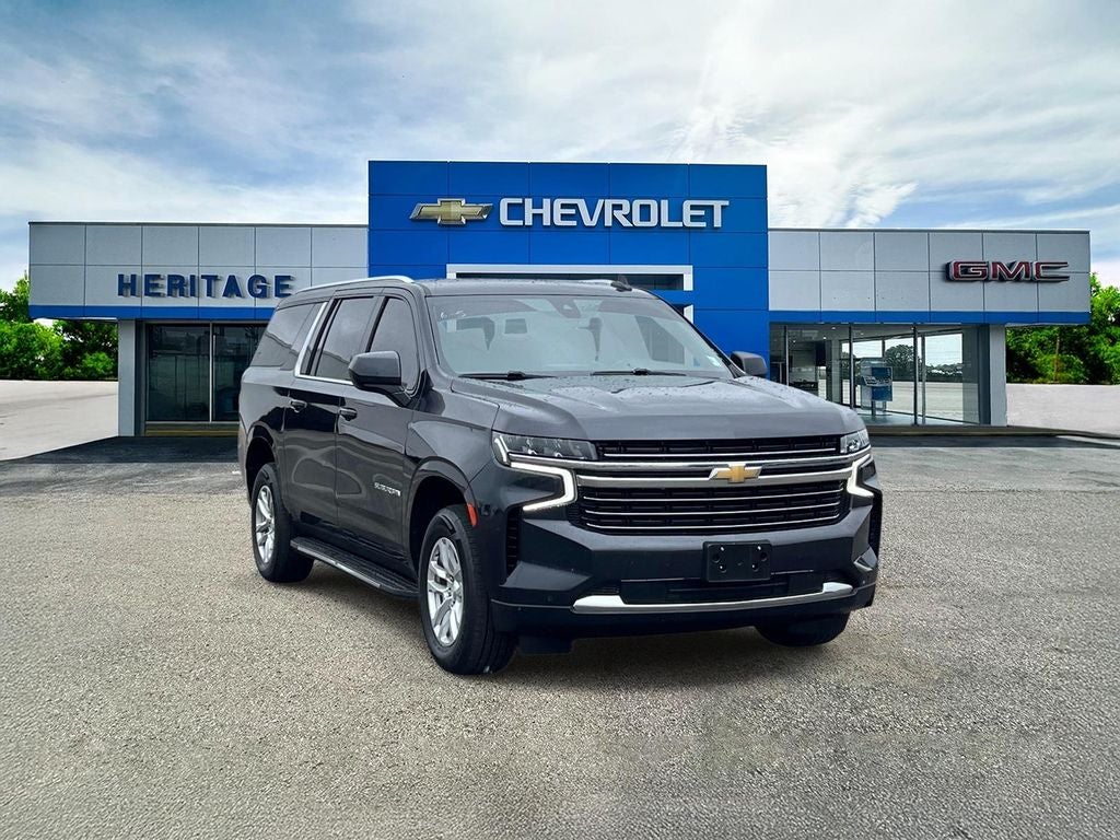 2022 Chevrolet Suburban LT in Dark Ash Metallic — front three-quarter view