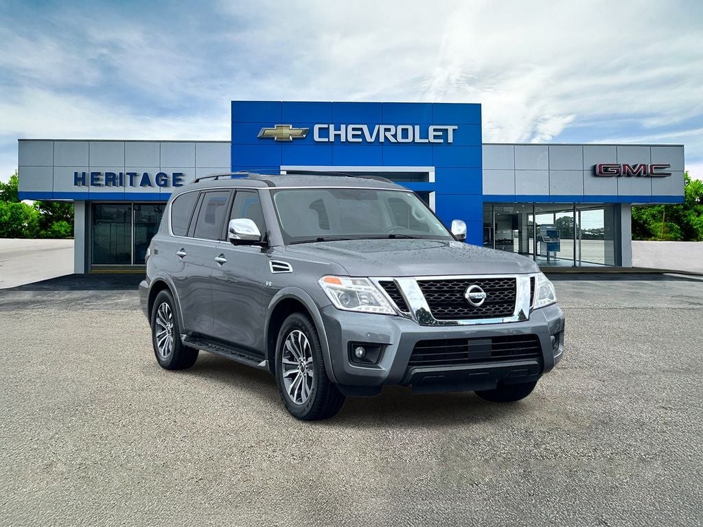 2019 Nissan Armada SL in Gray — front three-quarter view